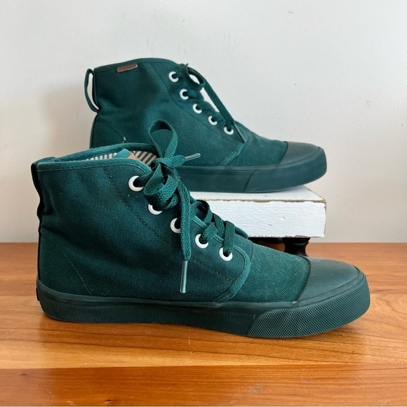 BANGS Green Canvas High Top Sneakers Shoes Women Size 6 Men’s Size 4.5 - Picture 2 of 8